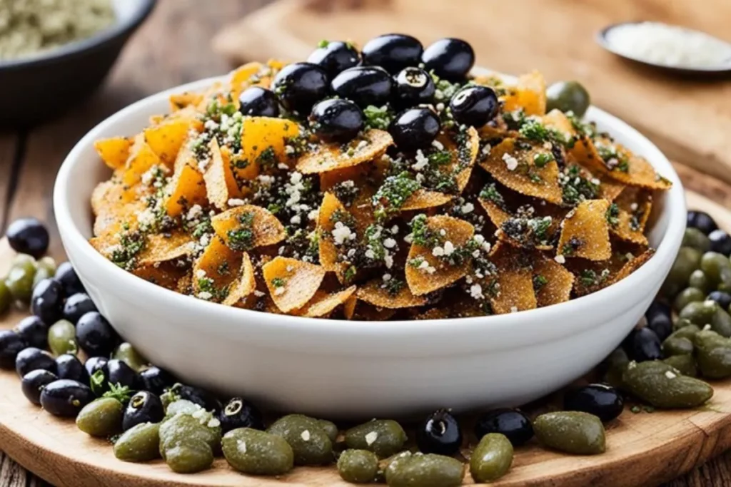 Chips de mandioca fácil com tapenade