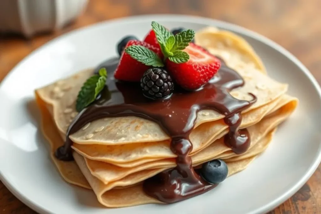 Crepes de aveia e chocolate nutritivos