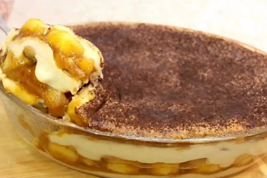 Encantador pavê de banana com doce