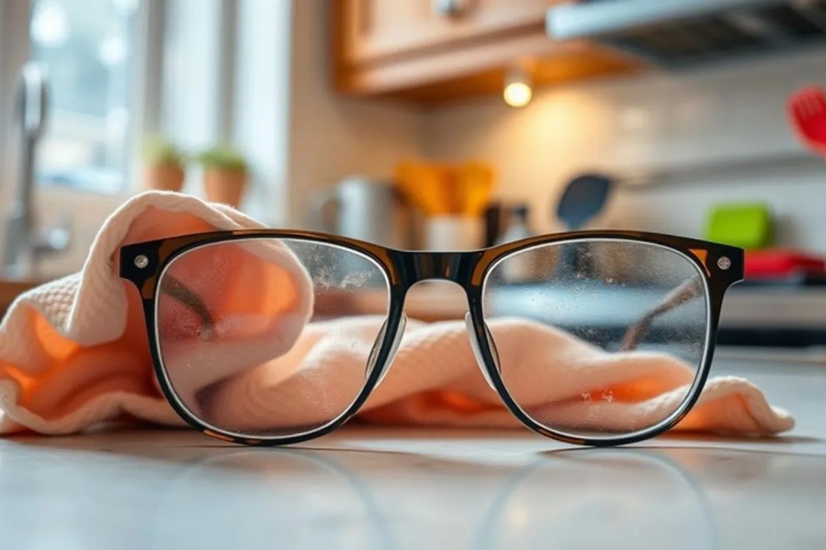 Óculos com lentes manchadas