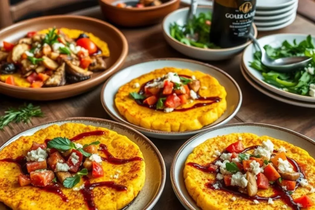 Polenta crocante com vinagre balsâmico