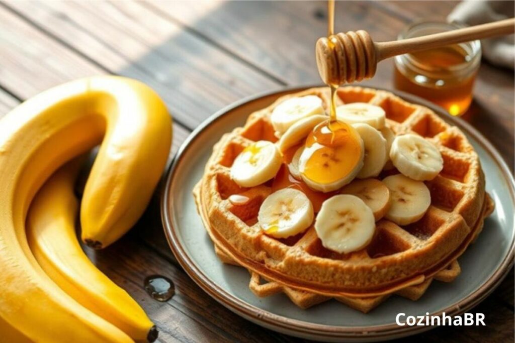 Waffle de Aveia e Mel com Banana: café nutritivo e saboroso! | Cozinhabr